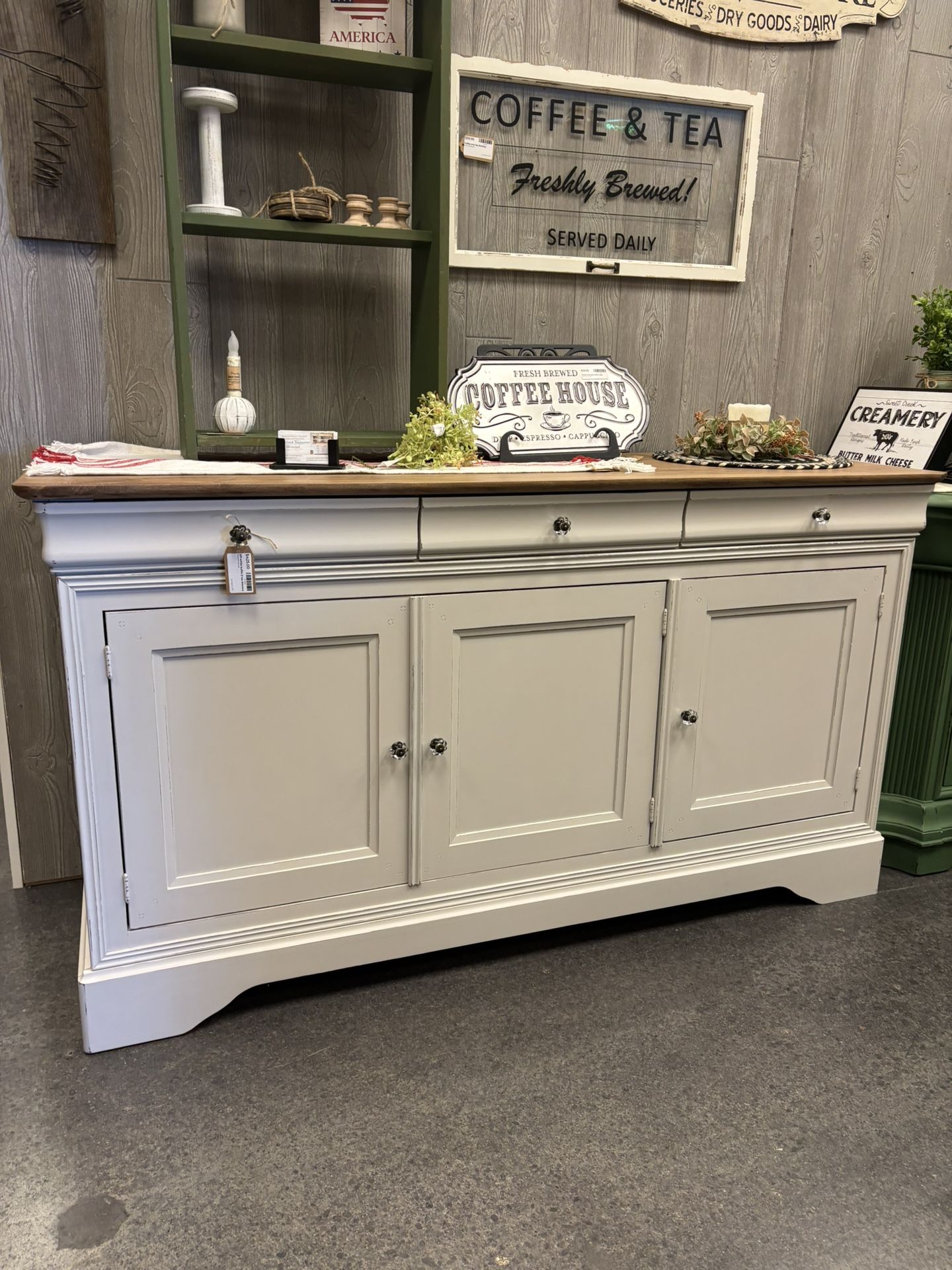 Newly Refinished Off White Buffet 