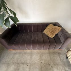 CB2 Forte Channeled Velvet Sofa