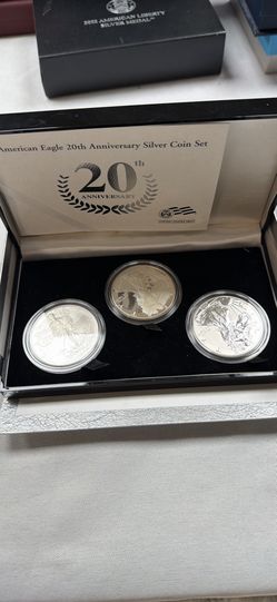 2006 US Mint 20th anniversary silver eagle 3-coin set