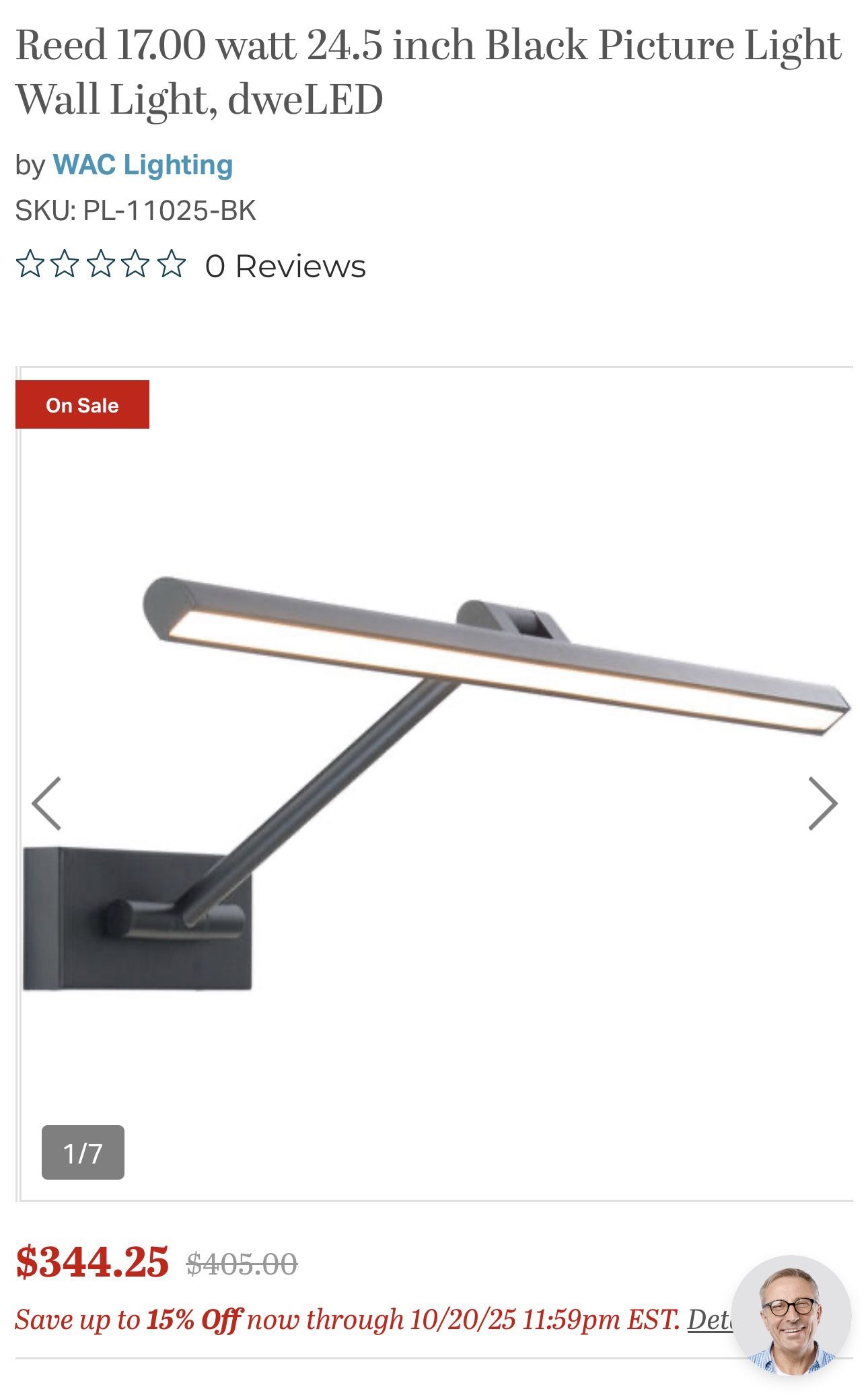 Reed 17.00 watt 24.5 inch Black Picture Light Wall Light, dweLED