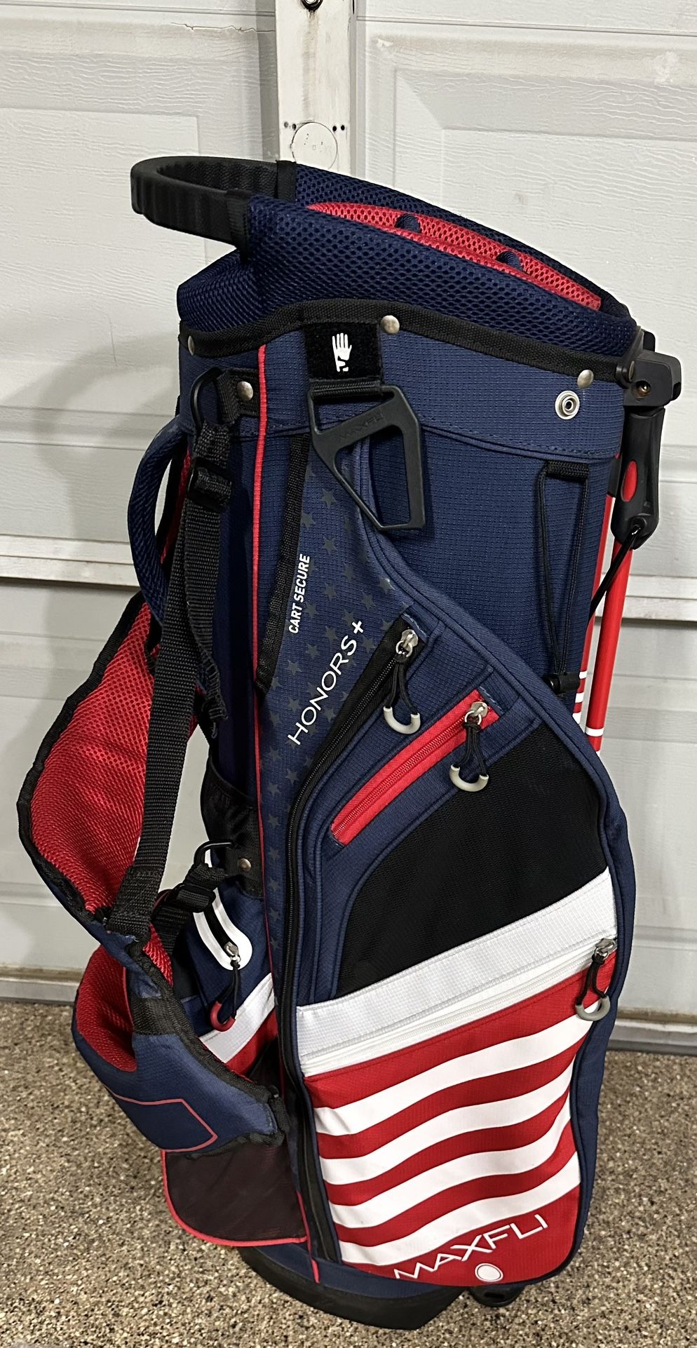 Maxfli Honors Plus 14 Slot Stand Golf Bag American Flag Print for