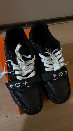 Louis Vuitton black rhinestone trainers