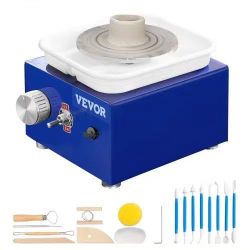  787#Mini Pottery Wheel, for Kids or Beginners, 2 Turntables 2.6in/3.9in Ceramic Wheel Machine, Adjustable 0-300RPM Speed ABS Detachable Basin, 17 Pot