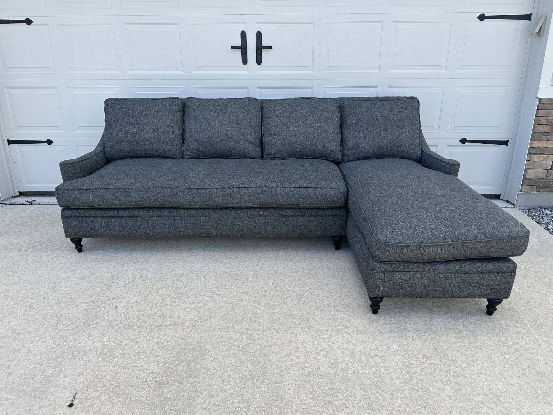 Norwalk Sectional Sofa – Charcoal Gray, Excellent Condition