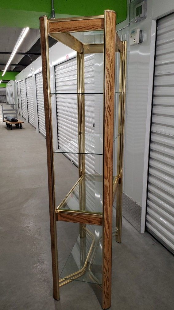 PENDING-MCM Display Shelf Vintage Gold and Woodgrain