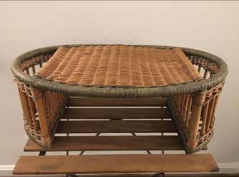 Vintage Wicker Rattan Bed Table Serving Tray