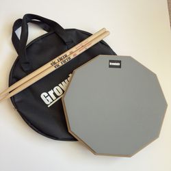 Grow daily Drum Practice Pad With Carrying Case And New Vic Firth 5A Drumsticks
