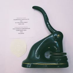 Antique Cast Iron Corporate Seal Press Embosser New York 1932