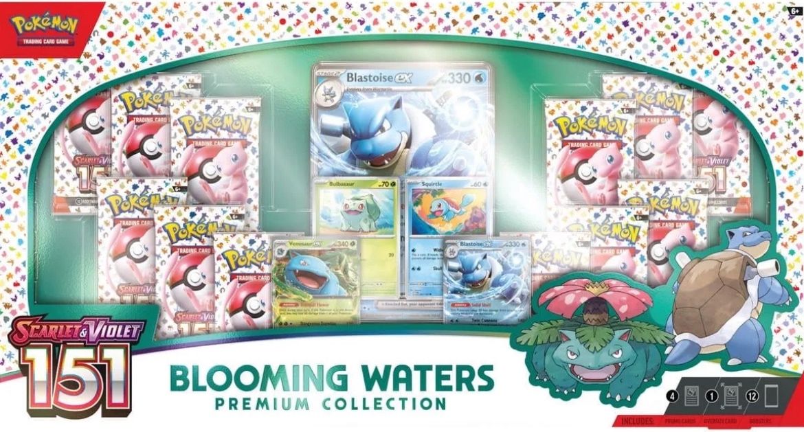 Pokemon 151 Blooming Waters Premium Collection - 12 Packs + Promo Cards