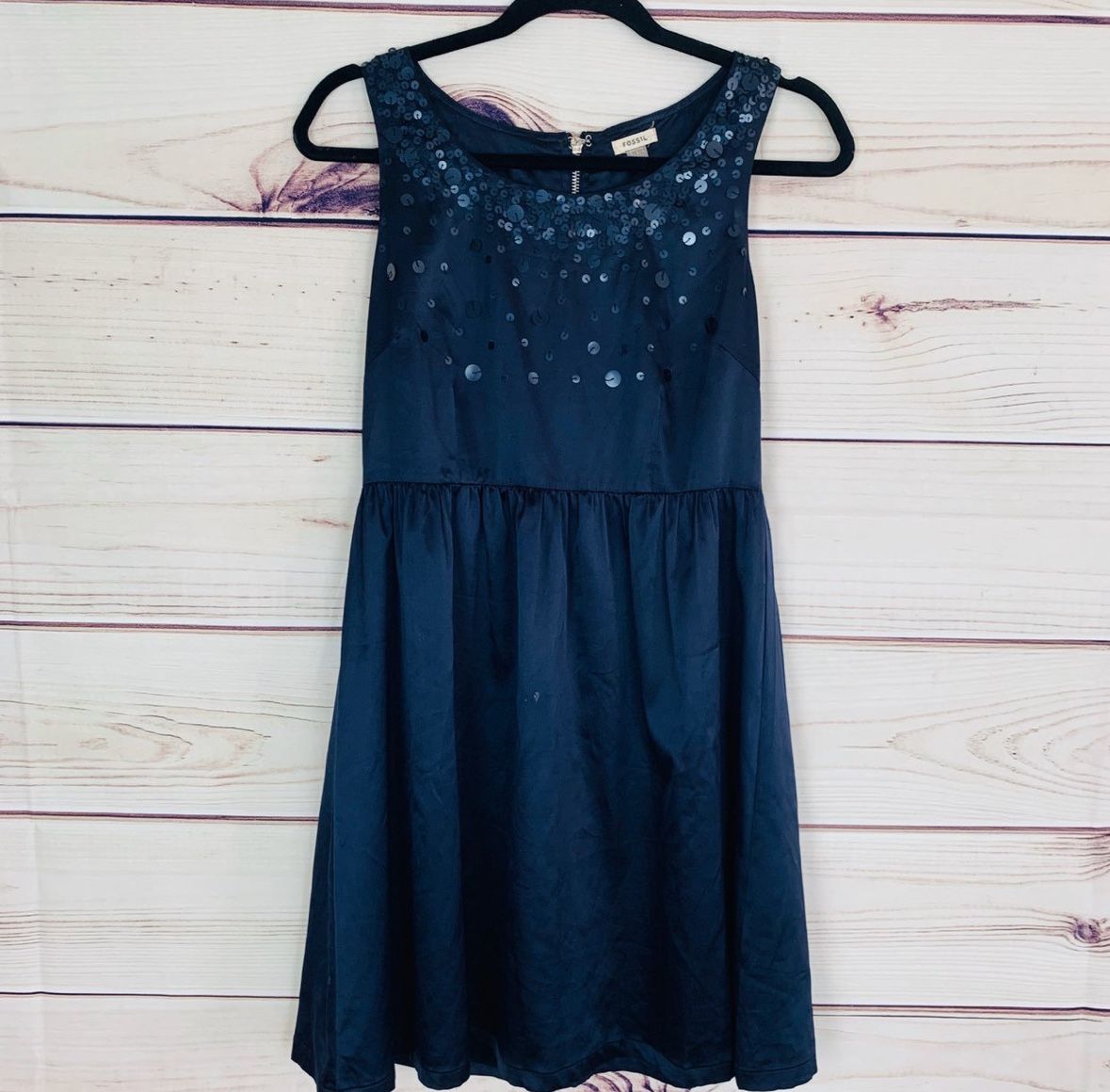 Fossil navy blue sequin party dress
