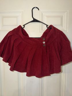 Red Corduroy Cropped Cape Shawl