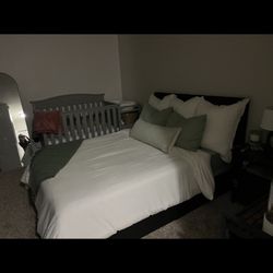 Queen Black Bed Frame With Storage Drawers