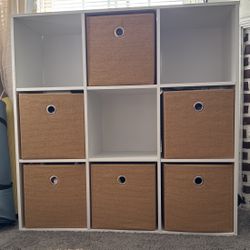 White Wooden  9 Cubicle W/ Baskets 
