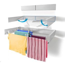 Laundry Drying Rack (40-INCH White), Wall Mounted, Retractable Clothes Drying Rack, 60lbs Capacity, 20 Linear Ft, with Wall Template and Long Screwdri