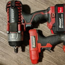 Bauer 20V 1/2" Impact Wrench and Glue Gun