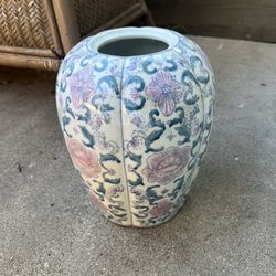 Vintage Vase Plant Holder Chinese Art Hand painted 