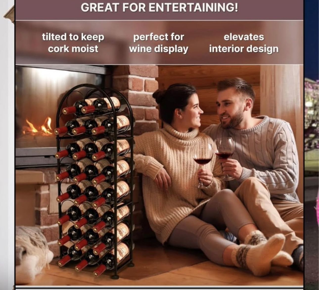23 Bottles Arched Metal Wine Rack - fits Big Bottle Sizes, Black Free Standing Bottle Holder Storage Stand, Floor Iron Cabinet, Gift Birthday