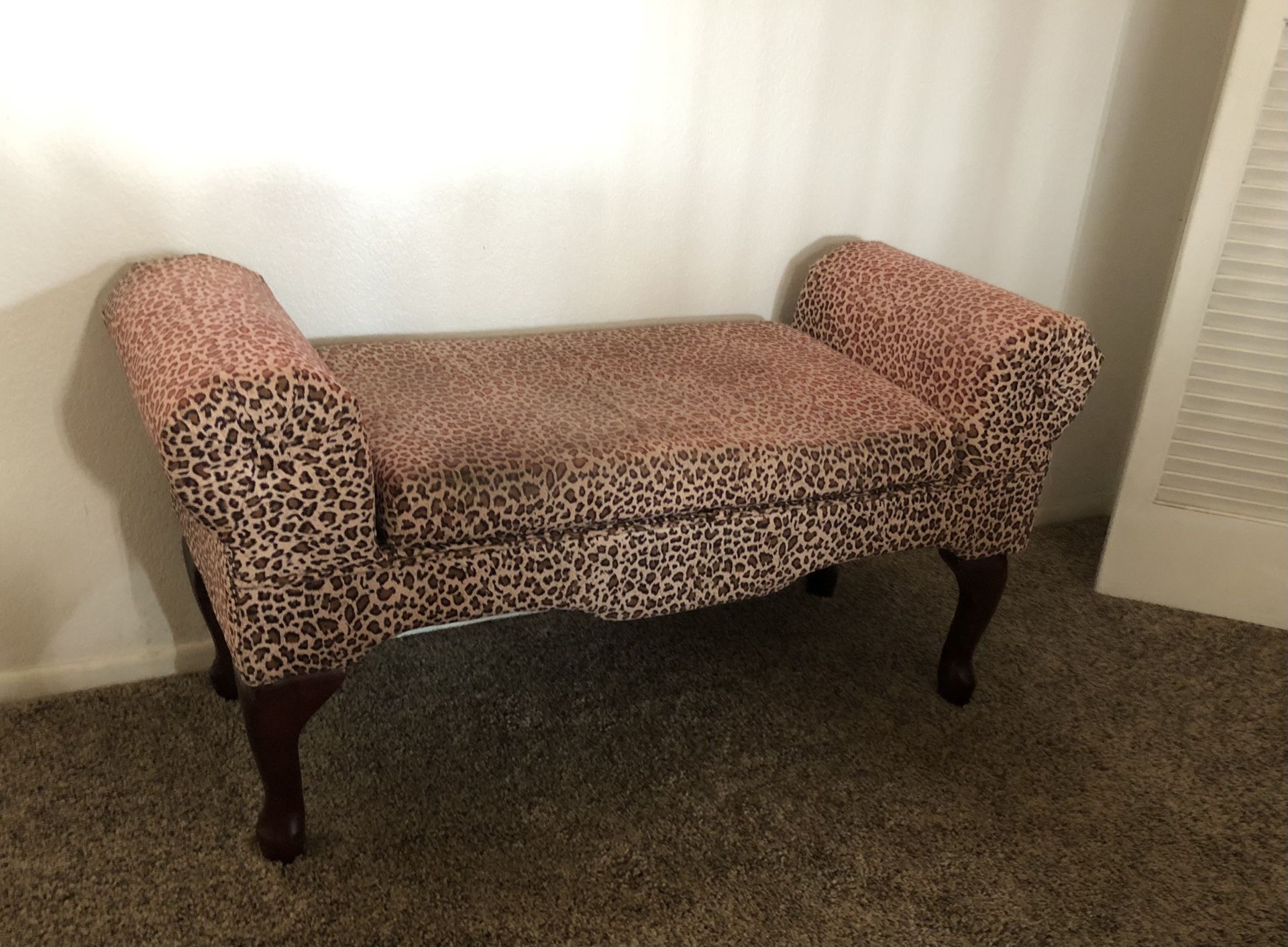 Leopard Fabric Cushion Storage Bench