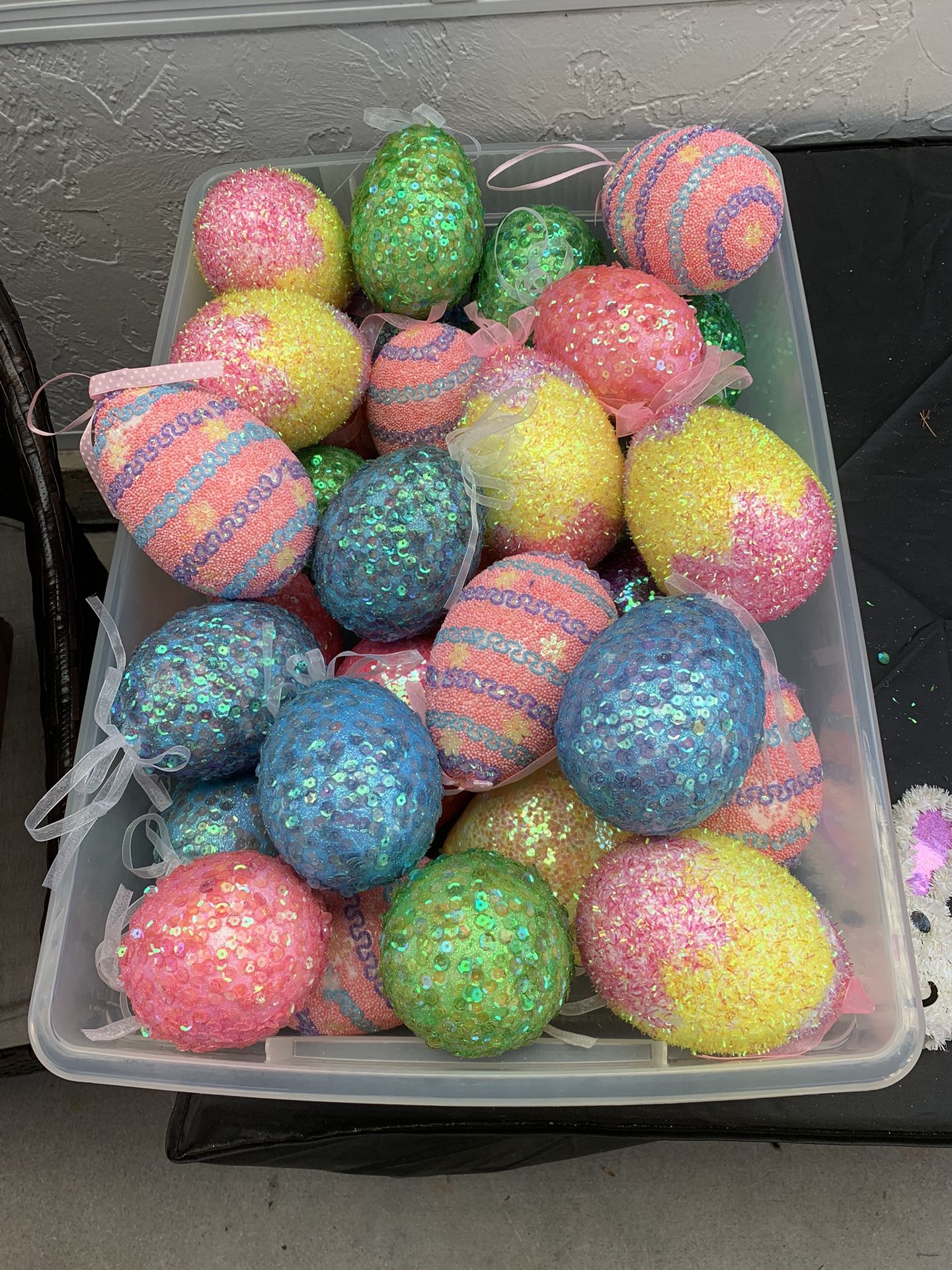 Large Glitter Foam Easter Eggs Hanging Ornaments (Lot of 32 pcs for $16)