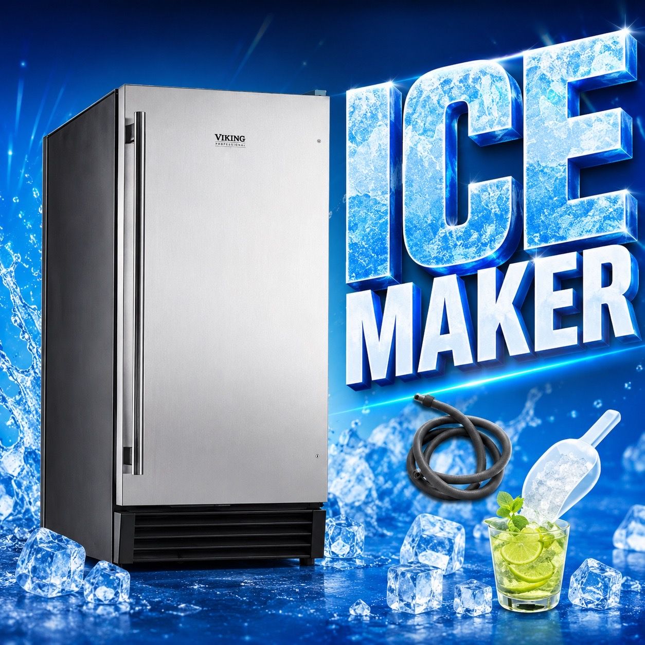 ($1070 Retail) New Ice Maker Built-In