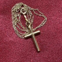 18k Gold Cross On 14k Chain Both Marked And Tested