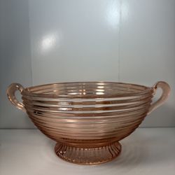 Vintage Anchor Hocking Manhattan Pink Depression Glass Ribbed Bowl