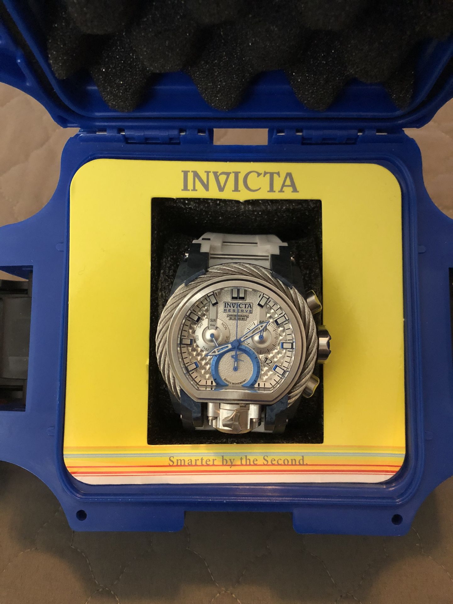 INVICTA RESERVE MENS QUARTZ 52MM STAINLESS STEEL, AQUA-PLATING CASE SILVER DIAL - MODEL 26445