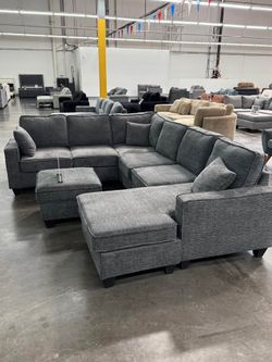 5- Pieces gray color Sectional sofa set