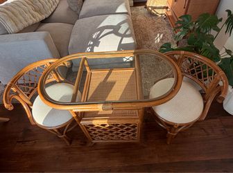 Nesting Table, Bistro Table, Vintage Rattan Dinette Set