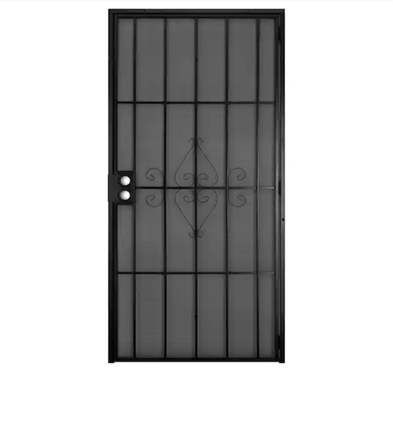 Unique Home Designs 30 in. x 80 in. Universal/Reversible Su Casa Black Surface Mount Outswing Steel Security Door with Expanded Metal Screen