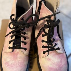 Dr. Martens Pink Combat Boots with Pastel Design