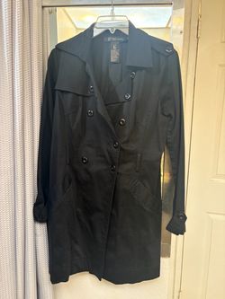 Grass Collections Black Double-Breasted Trench Coat