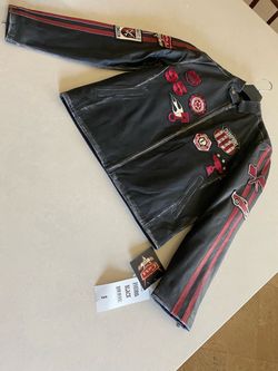 Coda Black Leather Racing Jacket with Patches