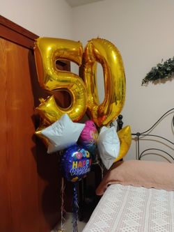 Blown helium balloons