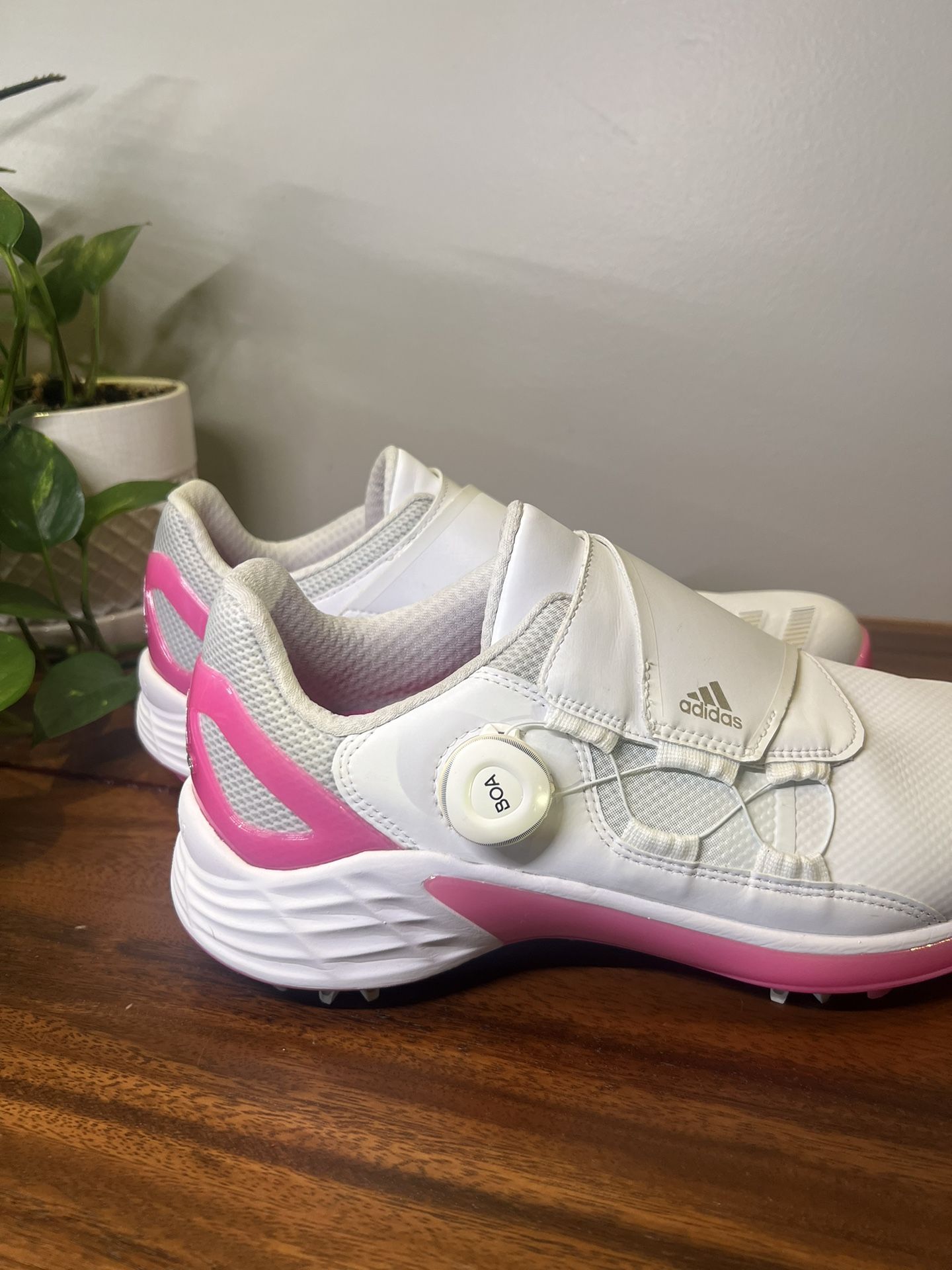 Adidas Women's ZG21 BOA White Silver Pink Golf Shoes Size 11 - FW5635