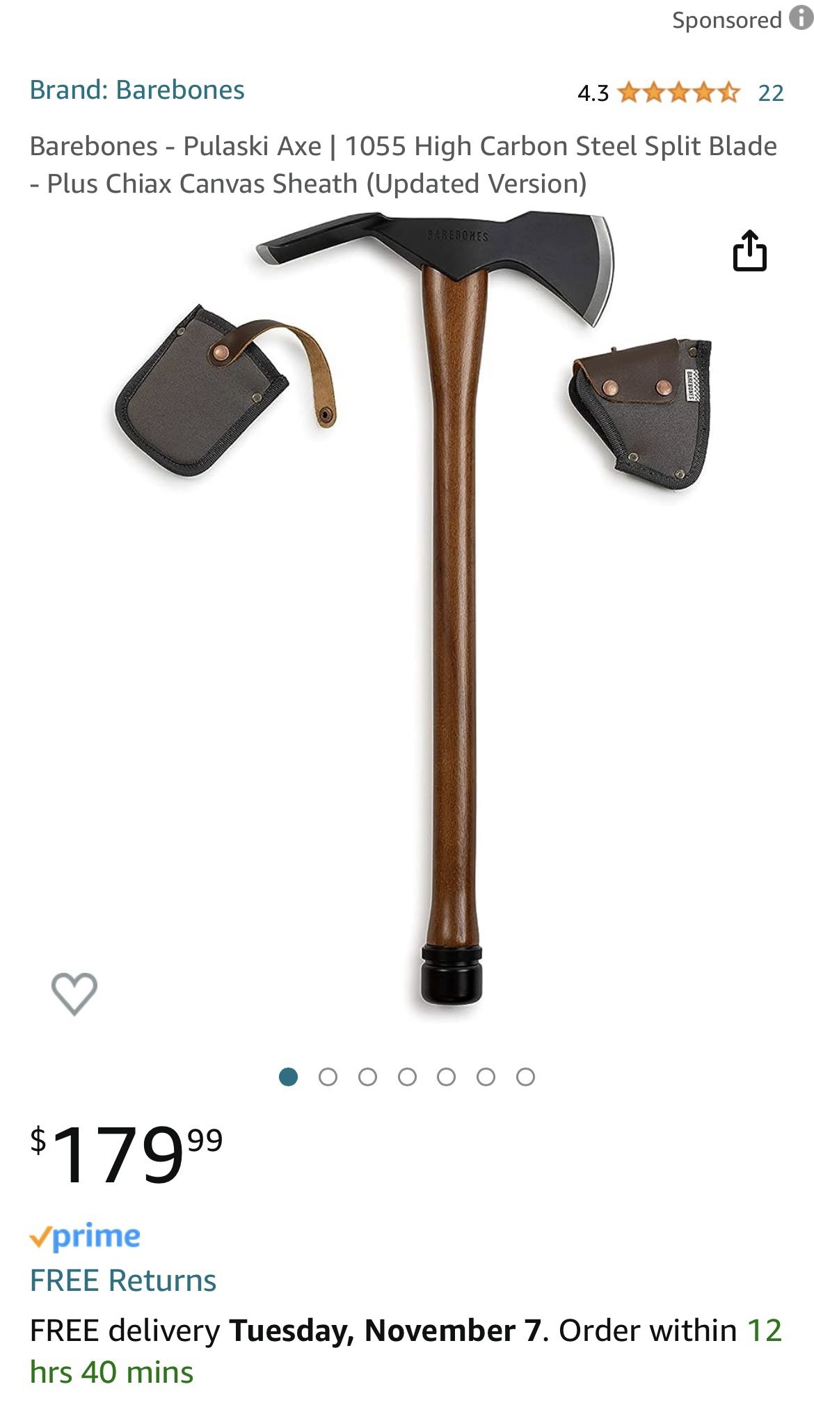 Barebones - Pulaski Axe | 1055 High Carbon Steel Split Blade - Plus Chiax Canvas Sheath