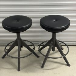 Set of 2 IKEA TROLLBERGET Swivel Stools – Black, Adjustable Work Stools