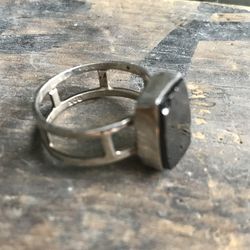 Shungite Ring, Sterling Silver