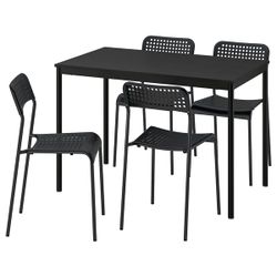Ikea Black Dining Table and 4 Chairs Set