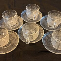 SET OF 6 GLASS TEACUP SET