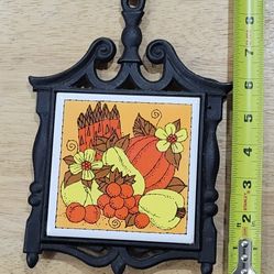 Cast Iron And Ceramic Fall Theme Trivet