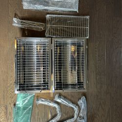 portable stainless steel split- barrel barbecue set