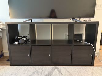IKEA kallax shelf with 4 cabinet inserts, black, 2x4 - Pickup by 8/14, can delivery if close to SLU