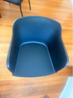 (2) Modern Black Armchairs with Wood Legs