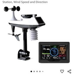 Indoor Outdoor Weather Stations, Indoor Outdoor Thermometer, Color Display Atomic Clock with Rain Gauge, Professional Digital Thermometer Weather Stat