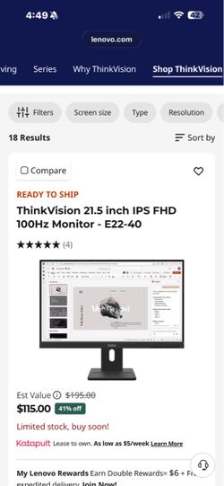2 27” Lenovo monitors for sale