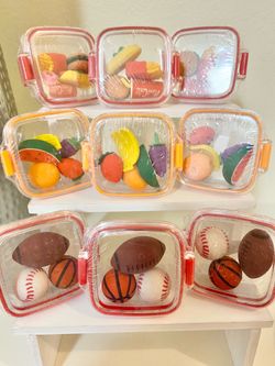Novelty Eraser Sets in Mini Containers