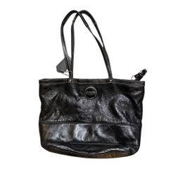 COACH F15142 Metallic Tote Bag AS-IS Stains Patent Leather Y2K Hobo Purse