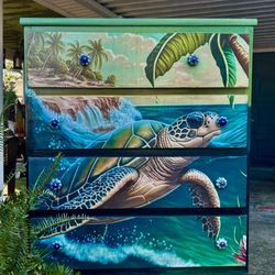 Gorgeous Tropical Island Turtle Inspired Chest 