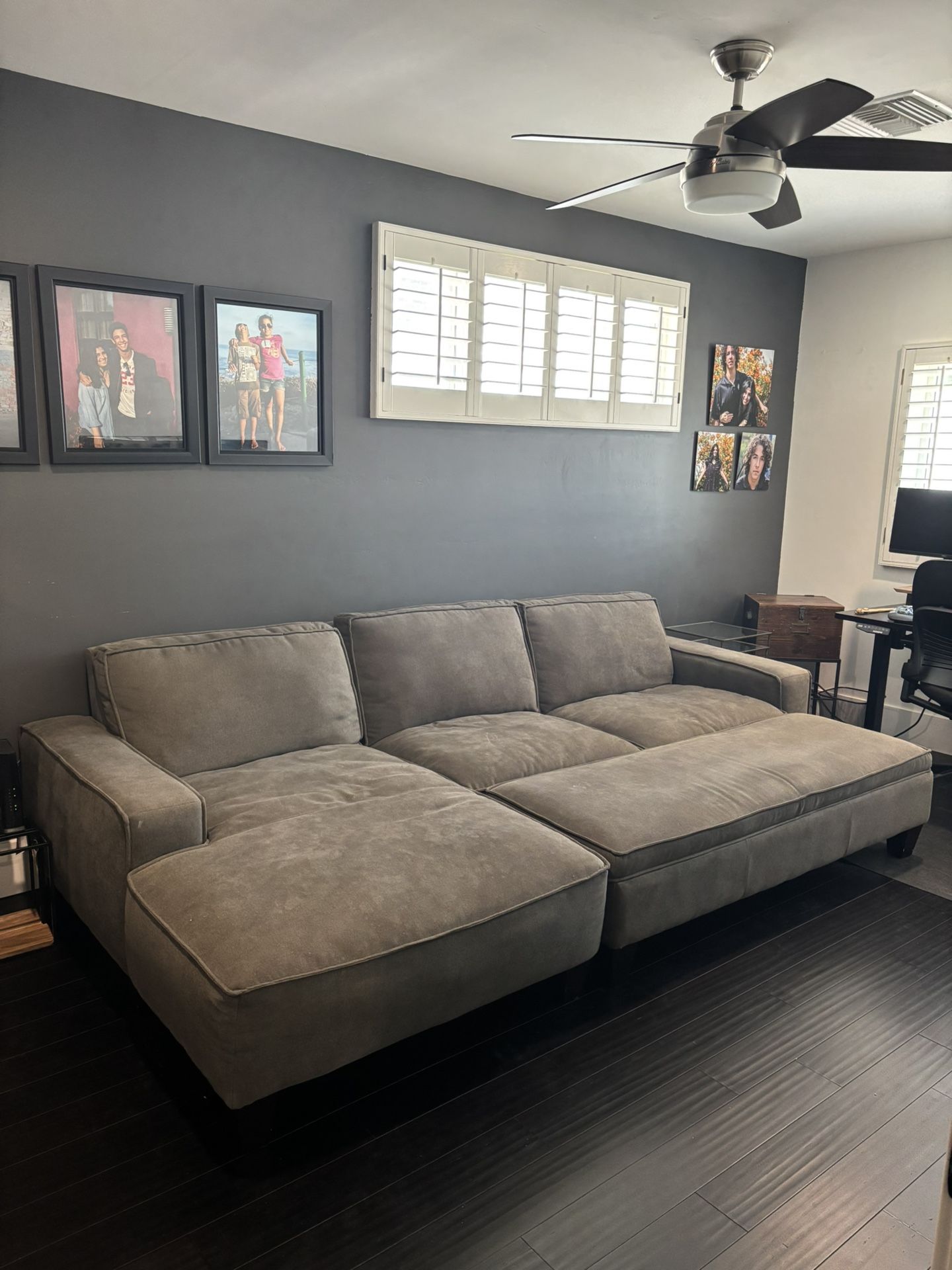 Grayish/Olive Couch + Ottoman